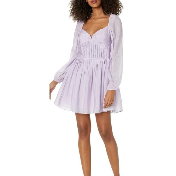 Astr the label Carina Mini dress lavender Sz XL Balloon Sleeves Party Open Back - Picture 2 of 13